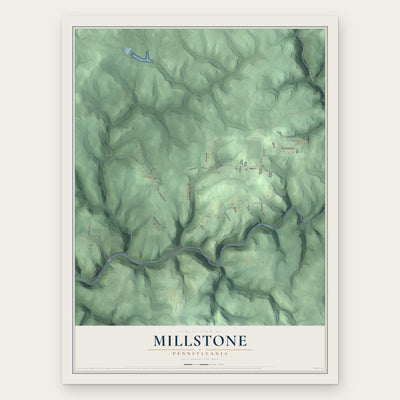 Millstone, Pennsylvania map print, the full design