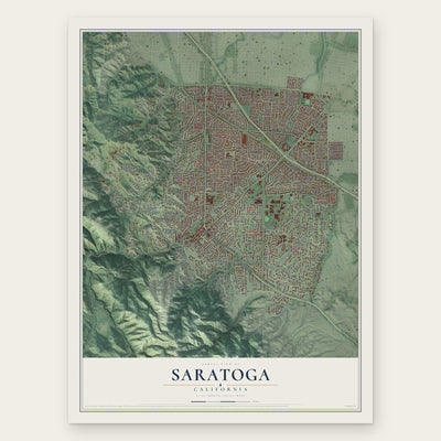 Saratoga, California map print, the full design