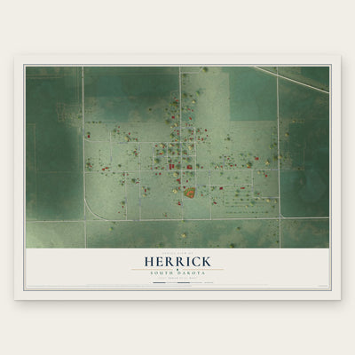 Herrick, South Dakota map print, the full design