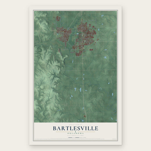 Bartlesville, Oklahoma map print, the full design