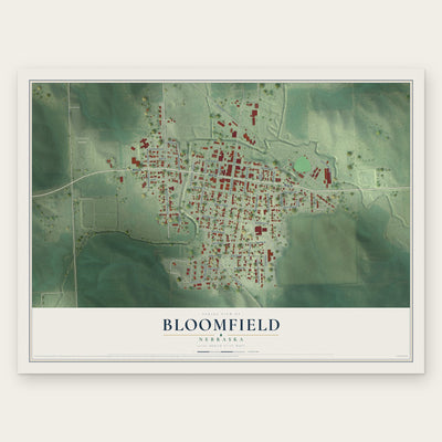 Bloomfield, Nebraska map print, the full design