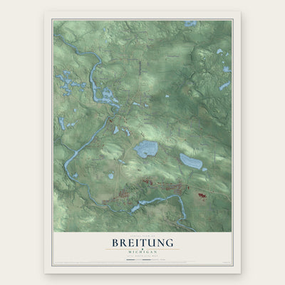 Breitung, Michigan map print, the full design