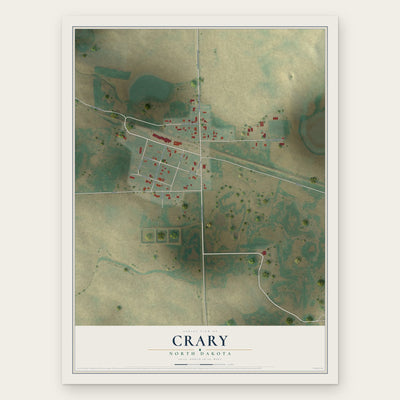 Crary, North Dakota map print, the full design