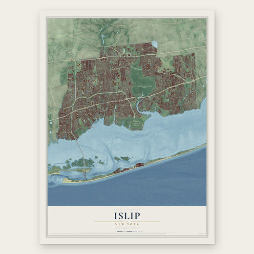 Islip, New York map print, the full design