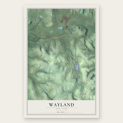Wayland, New York map print, the full design
