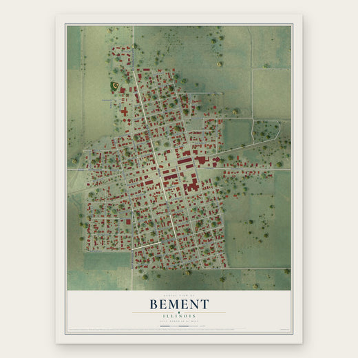 Bement, Illinois map print, the full design