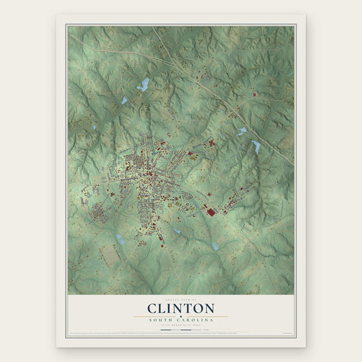 Clinton, South Carolina map print, the full design