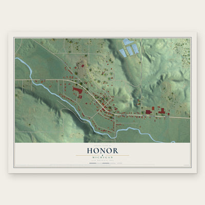 Honor, Michigan map print, the full design