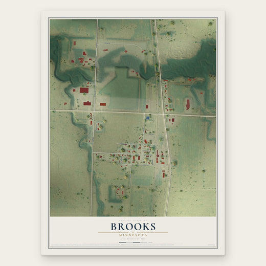 Brooks, Minnesota map print, the full design