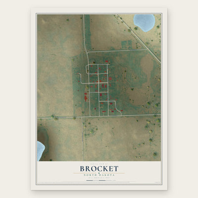 Brocket, North Dakota map print, the full design