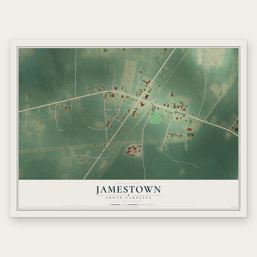 Jamestown, South Carolina map print, the full design