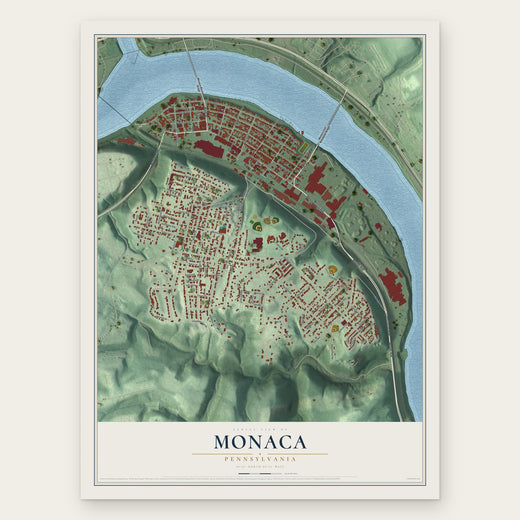 Monaca, Pennsylvania map print, the full design