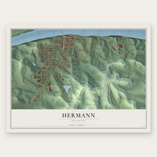 Hermann, Missouri map print, the full design