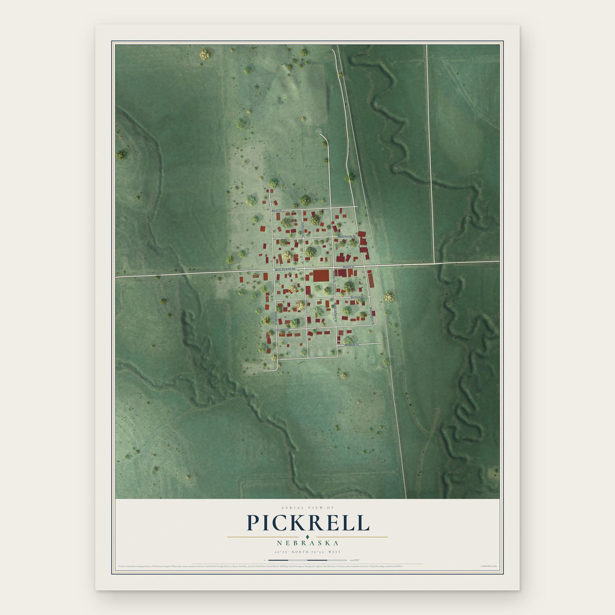 Pickrell, Nebraska map print, the full design