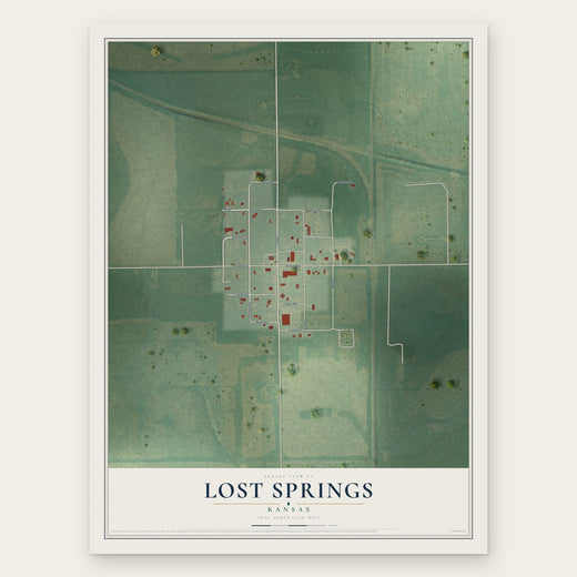Lost Springs, Kansas map print, the full design
