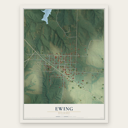 Ewing, Missouri map print, the full design