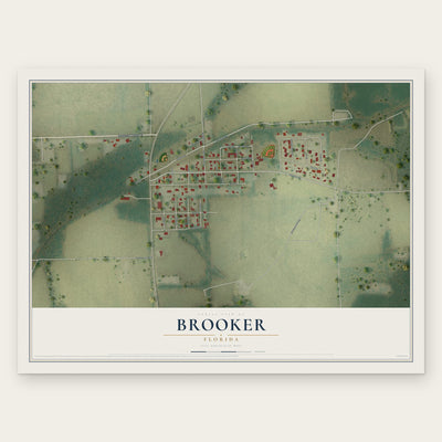 Brooker, Florida map print, the full design