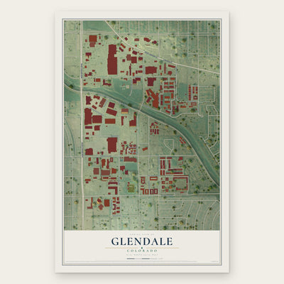 Glendale, Colorado map print, the full design
