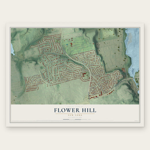 Flower Hill, New York map print, the full design
