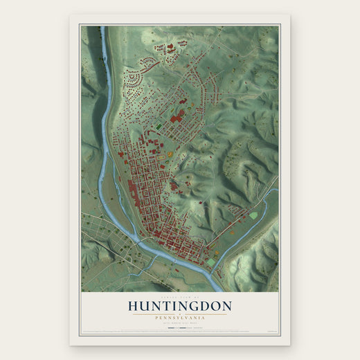 Huntingdon, Pennsylvania map print, the full design