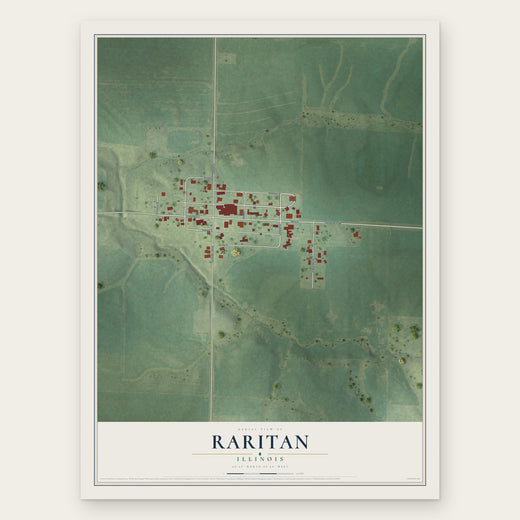 Raritan, Illinois map print, the full design