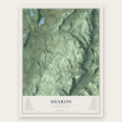 Sharon, Connecticut map print, the full design