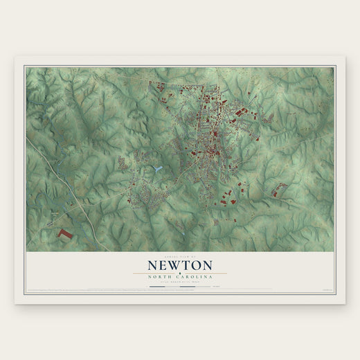 Newton, North Carolina map print, the full design