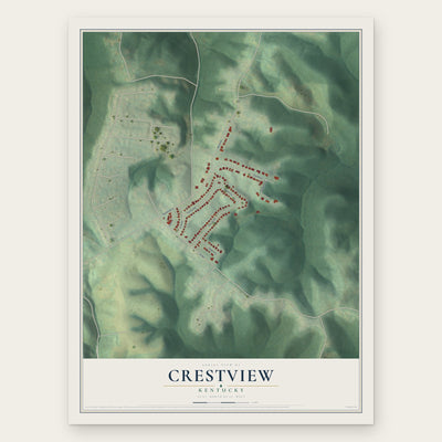 Crestview, Kentucky map print, the full design