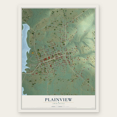 Plainview, Arkansas map print, the full design