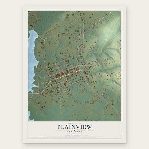 Plainview, Arkansas map print, the full design