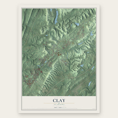 Clay, Alabama map print, the full design