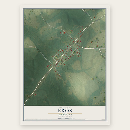 Eros, Louisiana map print, the full design