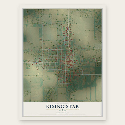 Rising Star, Texas map print, the full design