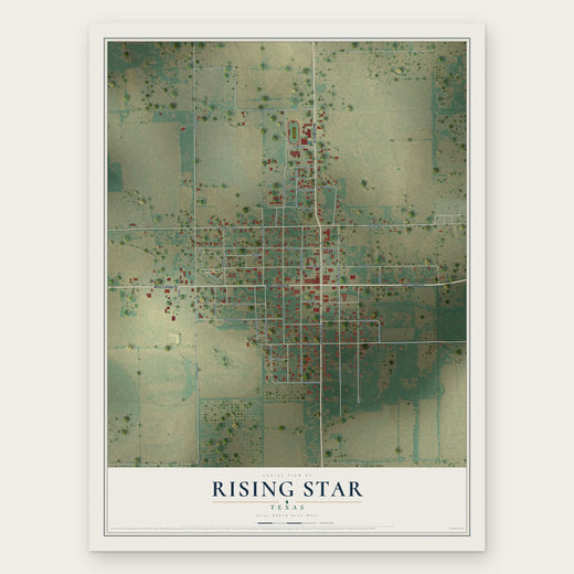 Rising Star, Texas map print, the full design