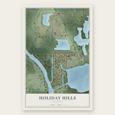 Holiday Hills, Illinois map print, the full design
