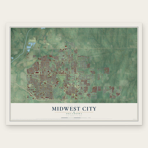 Midwest City, Oklahoma map print, the full design