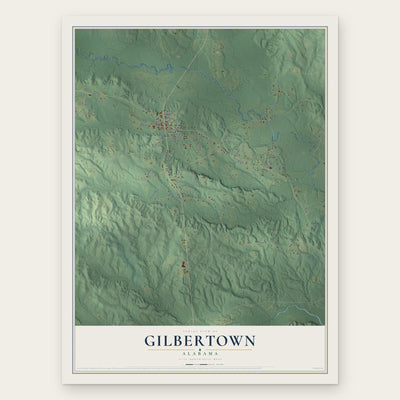 Gilbertown, Alabama map print, the full design