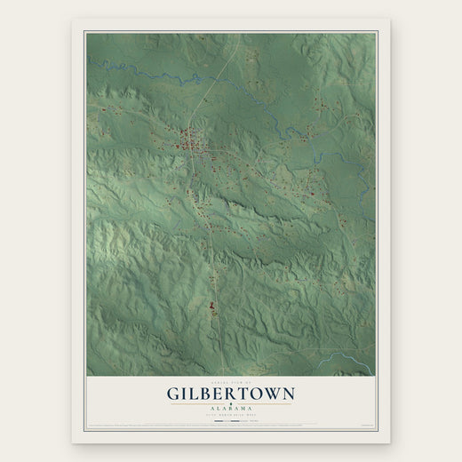 Gilbertown, Alabama map print, the full design