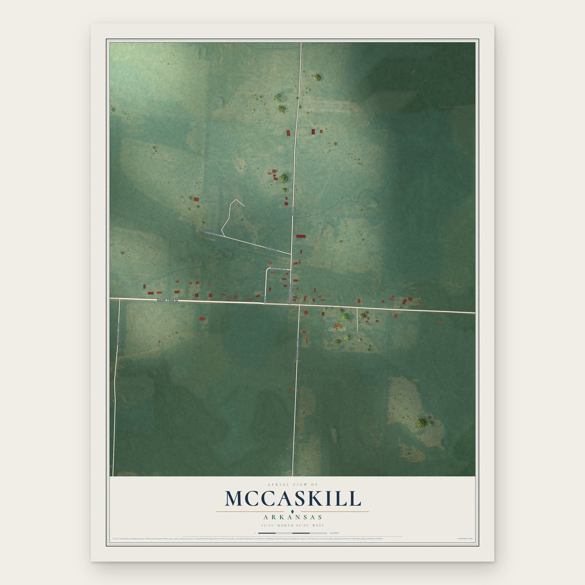McCaskill, Arkansas map print, the full design