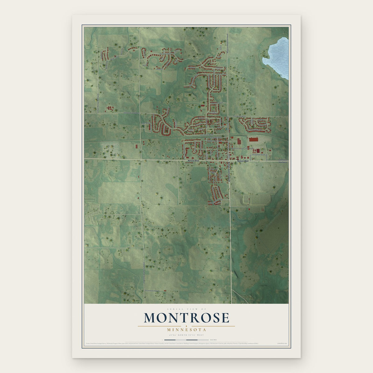 Montrose, Minnesota map print, the full design