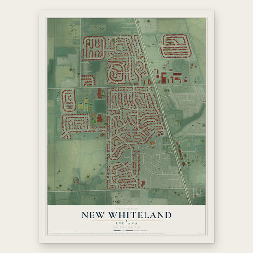 New Whiteland, Indiana map print, the full design