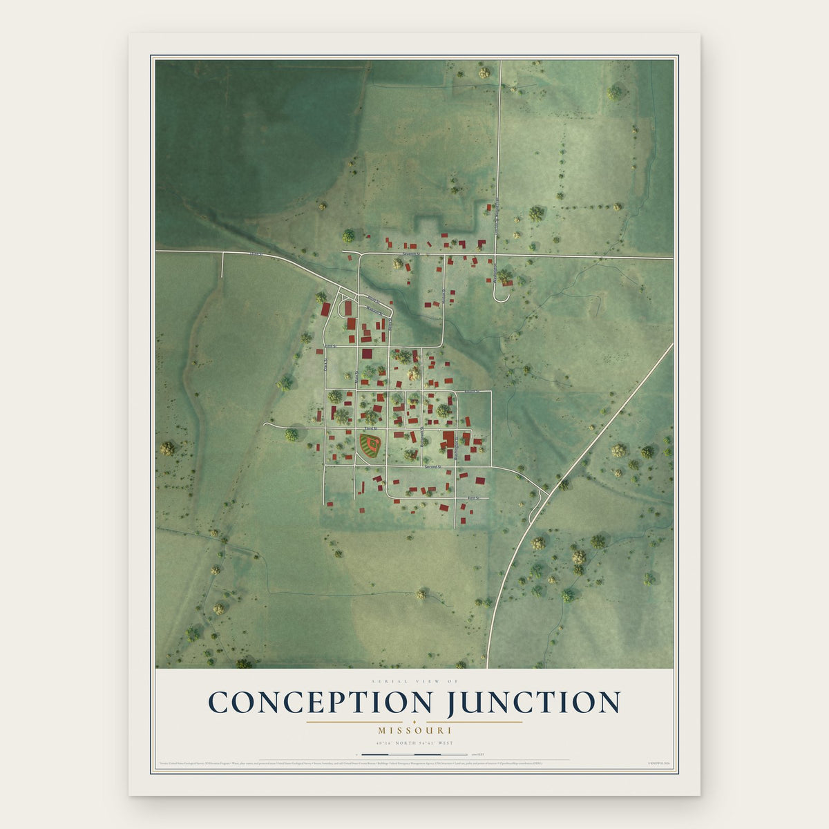Conception Junction, Missouri map print, the full design