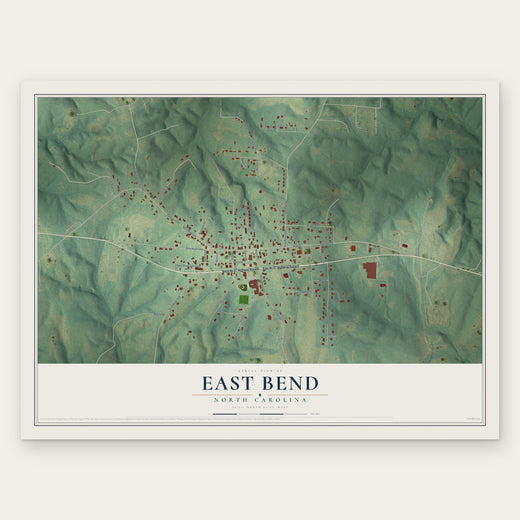 East Bend, North Carolina map print, the full design