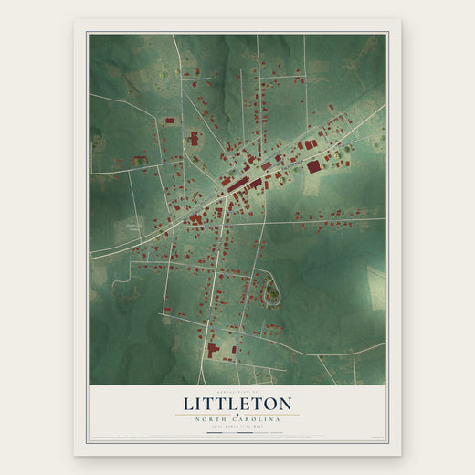 Littleton, North Carolina map print, the full design