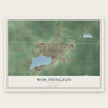 Worthington, Minnesota map print, the full design