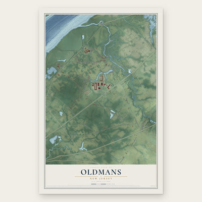 Oldmans, New Jersey map print, the full design