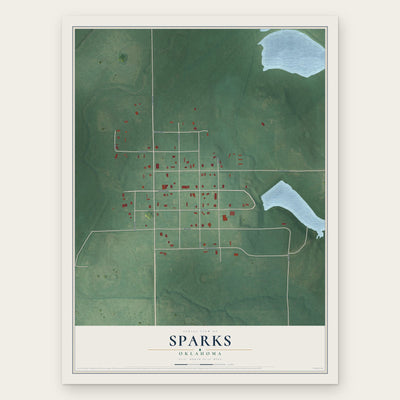 Sparks, Oklahoma map print, the full design