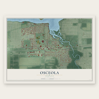 Osceola, Indiana map print, the full design