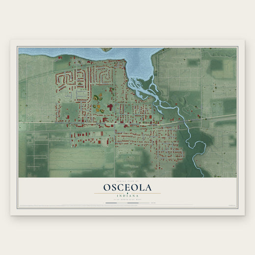 Osceola, Indiana map print, the full design