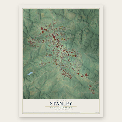 Stanley, North Carolina map print, the full design